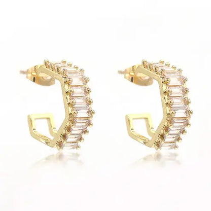 Cz Baguette Huggie Hoop Earrings