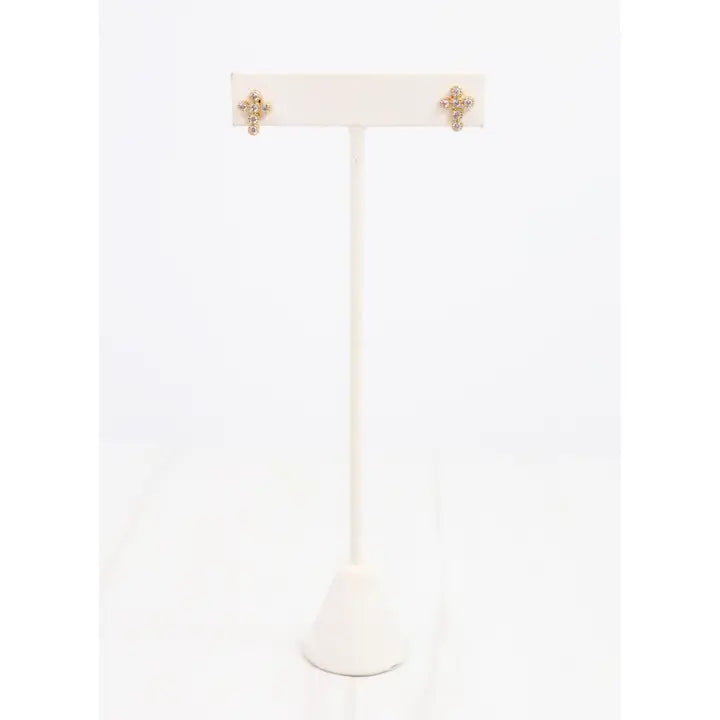 Francoise Cz Cross Earring Gold - Caroline Hill