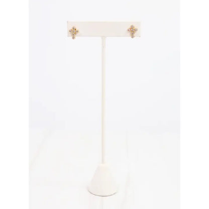 Francoise Cz Cross Earring Gold - Caroline Hill