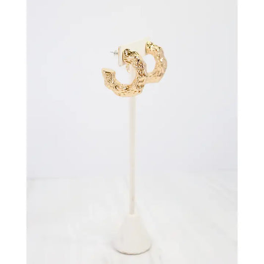 Caroline Hill - Vinita Textured Thick Hoop Earring - Gold