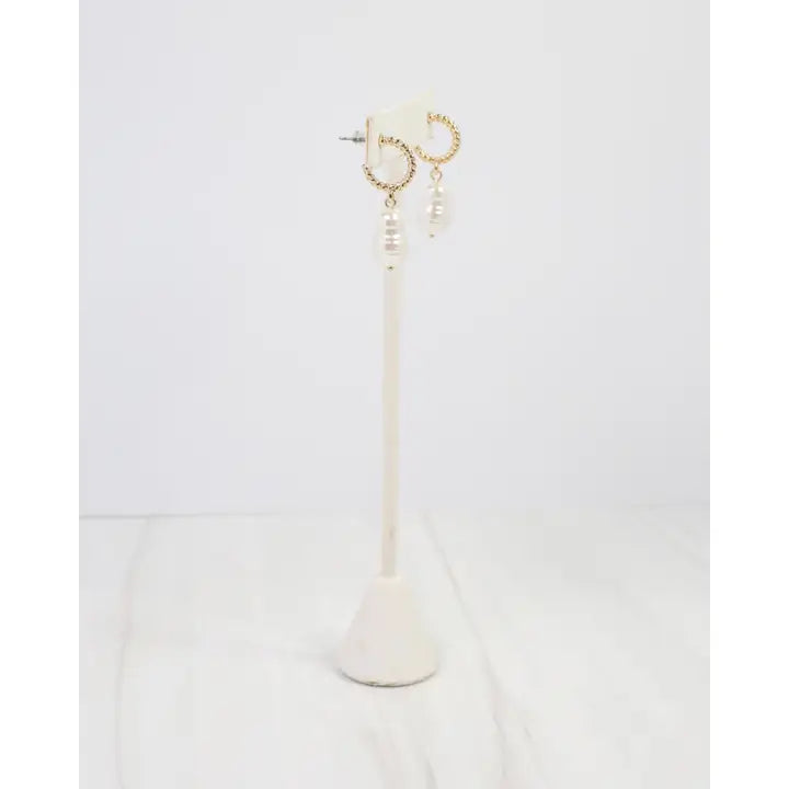 El Reno Baroque Pearl Hoop Earring Gold - Caroline Hill