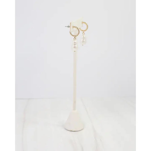 El Reno Baroque Pearl Hoop Earring Gold - Caroline Hill