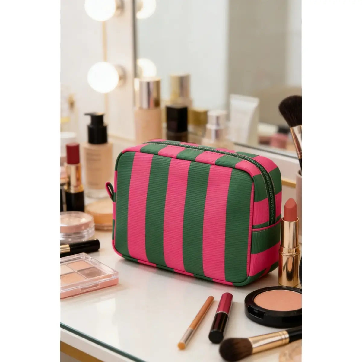 Striped Cosmetic Travel Pouch