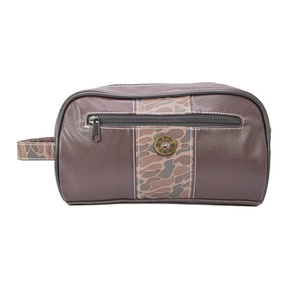 Shot Shell Pebble Old School Camo Men's Toiletry Bag - Brown