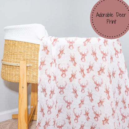 Oh Deer Baby 100% Cotton Muslin Swaddle Blanket 47"x47"