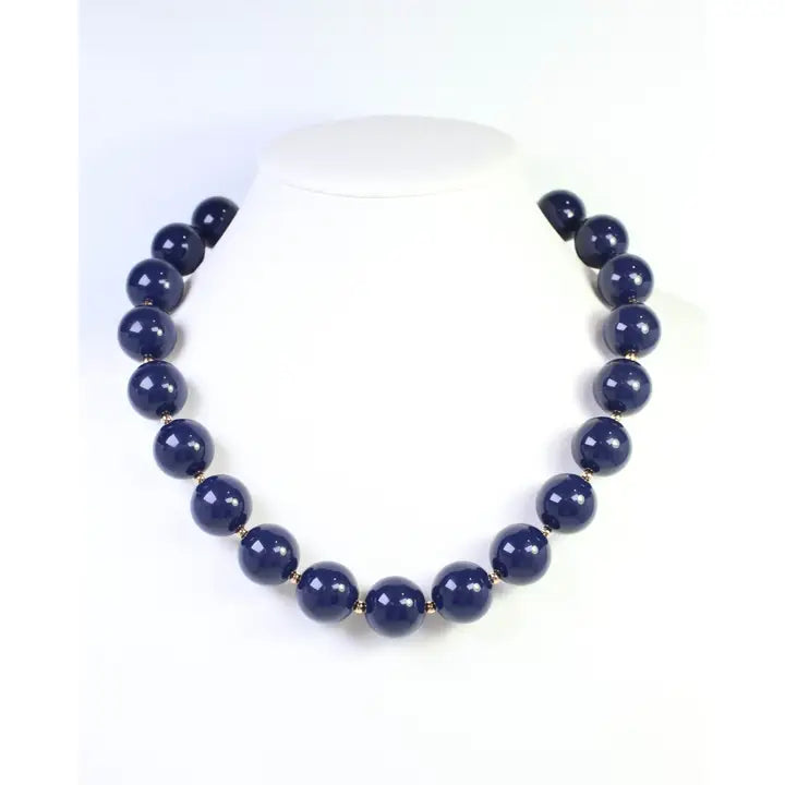Megan Beaded Necklace - Navy