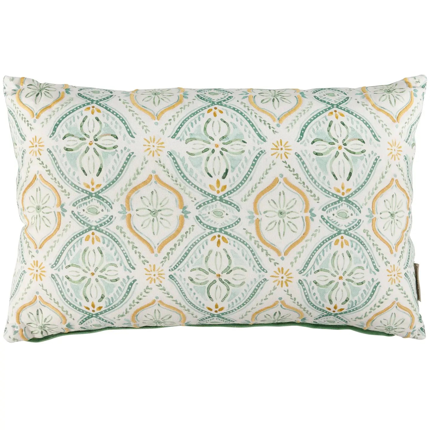 Green Beaded Throw Pillow