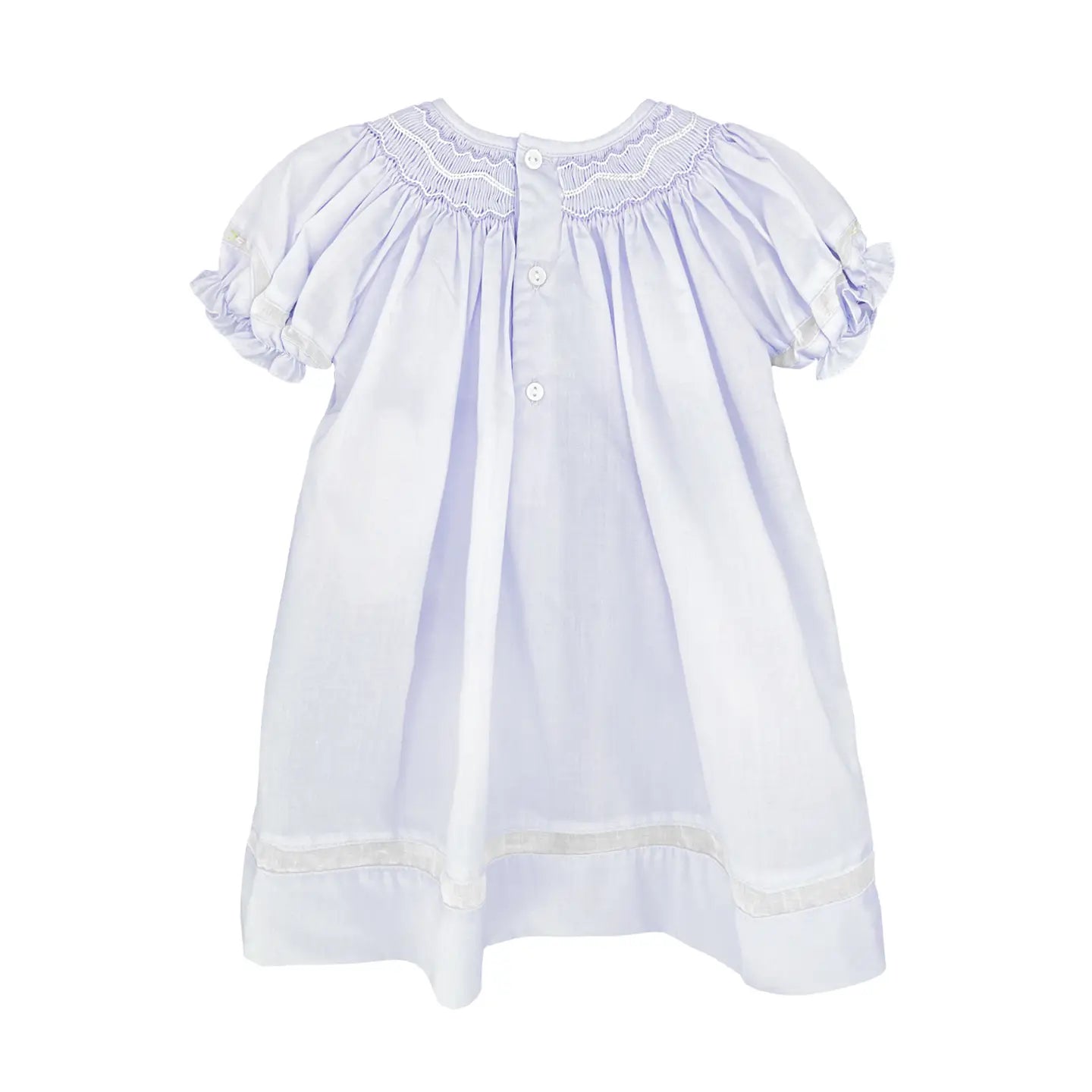 Smocked Daygown with Voile Insert - Lavender