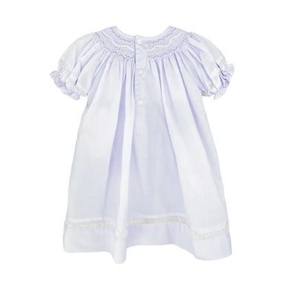 Smocked Daygown with Voile Insert - Lavender