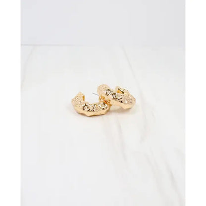 Caroline Hill - Vinita Textured Thick Hoop Earring - Gold