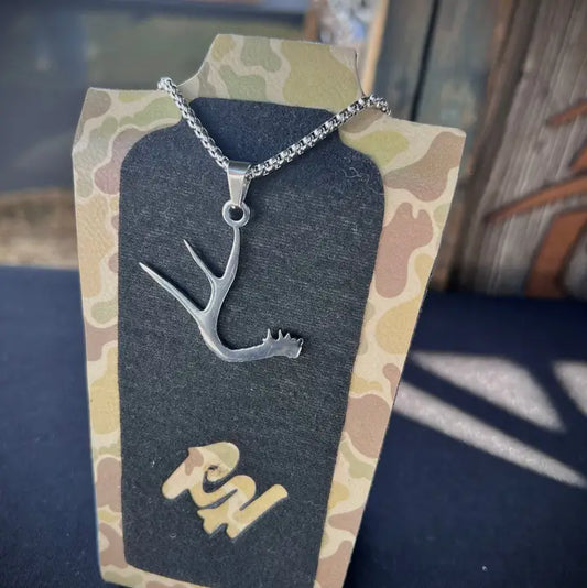 Deer Antler Stainless Steel Necklace and Pendant - Adult
