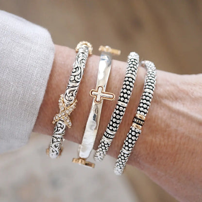 Luna Links – Silver Boho Bangles Collection - Paved X