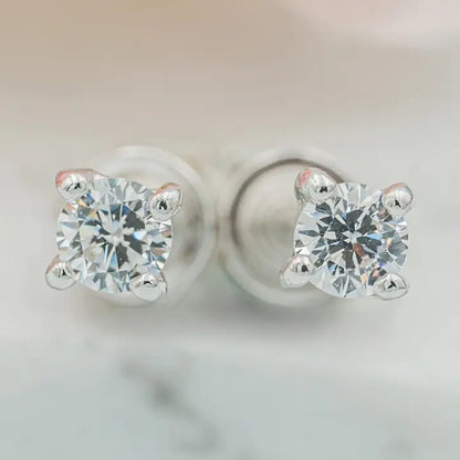 Sterling Silver Clear Cz Stud Earrings For Babies + Children
