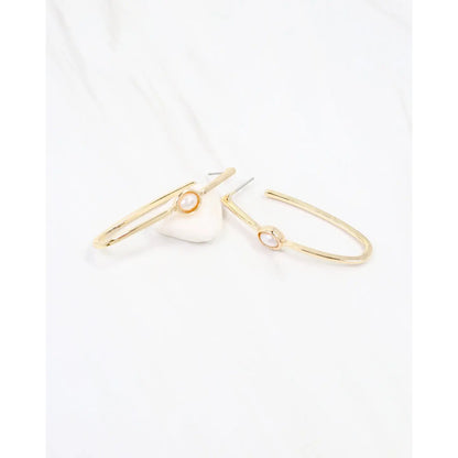 Caroline Hill - Findlay Pearl Elongated Hoop Earring Gold