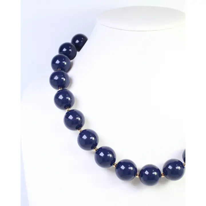 Megan Beaded Necklace - Navy